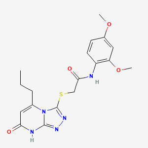molecular formula C18H21N5O4S B2694963 N-(2,4-dimethoxyphenyl)-2-((7-oxo-5-propyl-7,8-dihydro-[1,2,4]triazolo[4,3-a]pyrimidin-3-yl)thio)acetamide CAS No. 895004-13-4