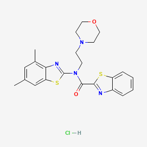 molecular formula C23H25ClN4O2S2 B2694991 N-(4,6-dimethylbenzo[d]thiazol-2-yl)-N-(2-morpholinoethyl)benzo[d]thiazole-2-carboxamide hydrochloride CAS No. 1323338-80-2