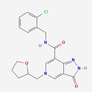 molecular formula C19H19ClN4O3 B2694992 N-(2-chlorobenzyl)-3-oxo-5-((tetrahydrofuran-2-yl)methyl)-3,5-dihydro-2H-pyrazolo[4,3-c]pyridine-7-carboxamide CAS No. 1207001-68-0