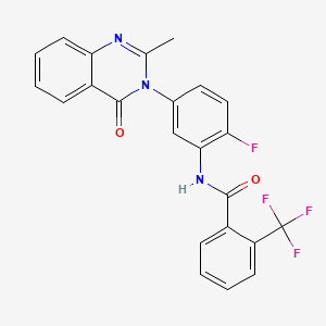 molecular formula C23H15F4N3O2 B2695041 N-[2-fluoro-5-(2-methyl-4-oxo-3,4-dihydroquinazolin-3-yl)phenyl]-2-(trifluoromethyl)benzamide CAS No. 941945-69-3