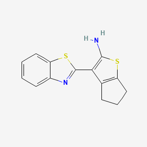molecular formula C14H12N2S2 B2695063 3-(1,3-benzothiazol-2-yl)-4H,5H,6H-cyclopenta[b]thiophen-2-amine CAS No. 522624-21-1