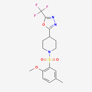 2-(1-((2-Methoxy-5-methylphenyl)sulfonyl)piperidin-4-yl)-5-(trifluoromethyl)-1,3,4-oxadiazole