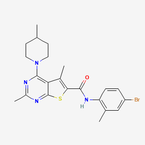 molecular formula C22H25BrN4OS B2695120 N-(4-bromo-2-methylphenyl)-2,5-dimethyl-4-(4-methylpiperidin-1-yl)thieno[2,3-d]pyrimidine-6-carboxamide CAS No. 452063-71-7
