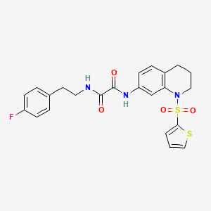 molecular formula C23H22FN3O4S2 B2695163 N'-[2-(4-fluorophenyl)ethyl]-N-[1-(thiophene-2-sulfonyl)-1,2,3,4-tetrahydroquinolin-7-yl]ethanediamide CAS No. 898448-25-4