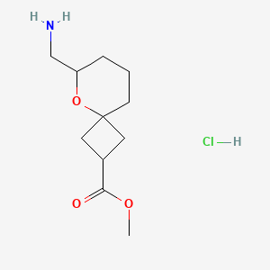 molecular formula C11H20ClNO3 B2695212 methyl6-(aminomethyl)-5-oxaspiro[3.5]nonane-2-carboxylatehydrochloride,Mixtureofdiastereomers CAS No. 2445790-37-2