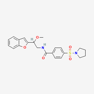 molecular formula C22H24N2O5S B2695241 N-(2-(benzofuran-2-yl)-2-methoxyethyl)-4-(pyrrolidin-1-ylsulfonyl)benzamide CAS No. 2034556-12-0