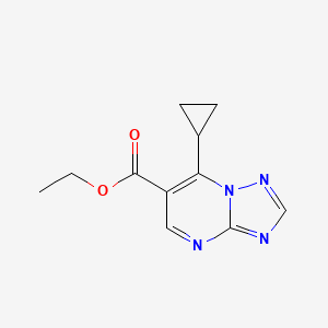 molecular formula C11H12N4O2 B2695262 Ethyl 7-cyclopropyl-[1,2,4]triazolo[1,5-a]pyrimidine-6-carboxylate CAS No. 1245807-84-4