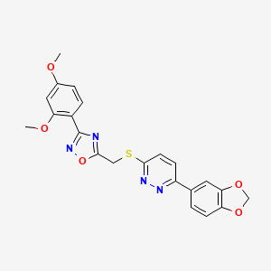 B2695357 3-(1,3-Benzodioxol-5-yl)-6-({[3-(2,4-dimethoxyphenyl)-1,2,4-oxadiazol-5-yl]methyl}sulfanyl)pyridazine CAS No. 1111290-60-8
