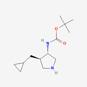 molecular formula C13H24N2O2 B2695358 Tert-butyl N-[(3S,4R)-4-(cyclopropylmethyl)pyrrolidin-3-yl]carbamate CAS No. 2219369-37-4