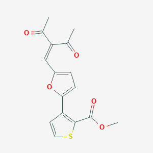 molecular formula C16H14O5S B2695374 Methyl 3-[5-(2-acetyl-3-oxo-1-butenyl)-2-furyl]-2-thiophenecarboxylate CAS No. 241488-50-6