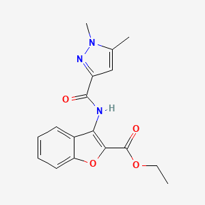 molecular formula C17H17N3O4 B2695442 ethyl 3-(1,5-dimethyl-1H-pyrazole-3-amido)-1-benzofuran-2-carboxylate CAS No. 1013769-56-6