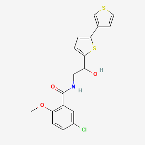 molecular formula C18H16ClNO3S2 B2695445 N-(2-{[2,3'-bithiophene]-5-yl}-2-hydroxyethyl)-5-chloro-2-methoxybenzamide CAS No. 2320546-09-4
