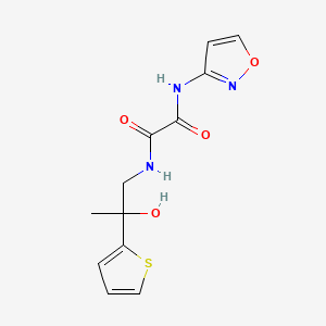 molecular formula C12H13N3O4S B2695447 N1-(2-hydroxy-2-(thiophen-2-yl)propyl)-N2-(isoxazol-3-yl)oxalamide CAS No. 1351632-37-5
