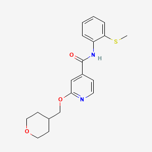 molecular formula C19H22N2O3S B2695492 N-[2-(methylsulfanyl)phenyl]-2-[(oxan-4-yl)methoxy]pyridine-4-carboxamide CAS No. 2034450-11-6
