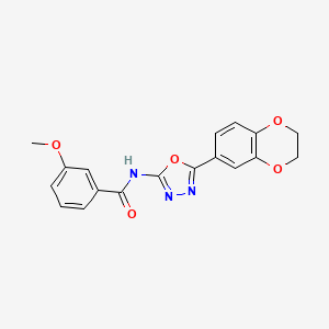 molecular formula C18H15N3O5 B2695500 N-[5-(2,3-dihydro-1,4-benzodioxin-6-yl)-1,3,4-oxadiazol-2-yl]-3-methoxybenzamide CAS No. 862808-25-1