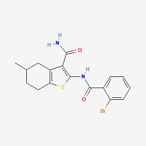 molecular formula C17H17BrN2O2S B2695512 2-(2-bromobenzamido)-5-methyl-4,5,6,7-tetrahydro-1-benzothiophene-3-carboxamide CAS No. 313405-65-1
