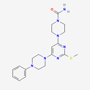 4-(2-(Methylsulfanyl)-6-(4-phenylpiperazino)-4-pyrimidinyl)tetrahydro-1(2H)-pyrazinecarboxamide