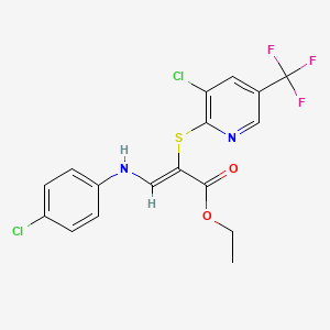 Ethyl 3-(4-chloroanilino)-2-{[3-chloro-5-(trifluoromethyl)-2-pyridinyl]sulfanyl}acrylate
