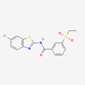 molecular formula C16H13ClN2O3S2 B2695559 N-(6-chlorobenzo[d]thiazol-2-yl)-3-(ethylsulfonyl)benzamide CAS No. 886916-45-6