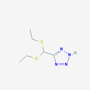 molecular formula C6H12N4S2 B2695582 5-[bis(ethylsulfanyl)methyl]-2H-1,2,3,4-tetrazole CAS No. 338975-36-3
