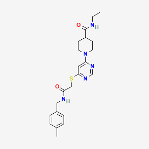 molecular formula C22H29N5O2S B2695595 N-ethyl-1-{6-[({[(4-methylphenyl)methyl]carbamoyl}methyl)sulfanyl]pyrimidin-4-yl}piperidine-4-carboxamide CAS No. 1189907-58-1