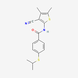 molecular formula C17H18N2OS2 B2695632 N-(3-cyano-4,5-dimethylthiophen-2-yl)-4-(isopropylthio)benzamide CAS No. 941885-00-3
