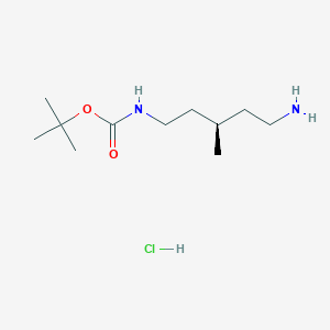 molecular formula C11H25ClN2O2 B2695654 tert-butylN-[(3R)-5-amino-3-methylpentyl]carbamatehydrochloride CAS No. 2550997-87-8