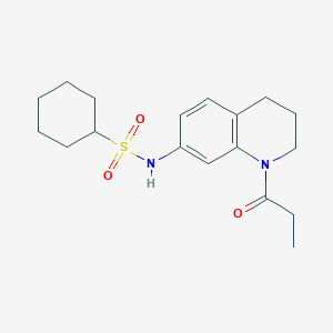 molecular formula C18H26N2O3S B2695679 N-(1-propionyl-1,2,3,4-tetrahydroquinolin-7-yl)cyclohexanesulfonamide CAS No. 941900-73-8