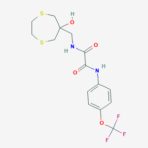 molecular formula C15H17F3N2O4S2 B2695689 N'-[(6-hydroxy-1,4-dithiepan-6-yl)methyl]-N-[4-(trifluoromethoxy)phenyl]ethanediamide CAS No. 2415564-04-2