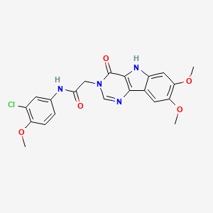 molecular formula C21H19ClN4O5 B2695765 N-(3-chloro-4-methoxyphenyl)-2-{7,8-dimethoxy-4-oxo-3H,4H,5H-pyrimido[5,4-b]indol-3-yl}acetamide CAS No. 1105228-02-1