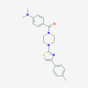 molecular formula C23H26N4OS B269577 N,N-DIMETHYL-4-{4-[4-(4-METHYLPHENYL)-1,3-THIAZOL-2-YL]PIPERAZINE-1-CARBONYL}ANILINE 