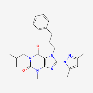 B2695770 8-(3,5-dimethyl-1H-pyrazol-1-yl)-1-isobutyl-3-methyl-7-(3-phenylpropyl)-1H-purine-2,6(3H,7H)-dione CAS No. 1014093-07-2