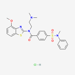 molecular formula C26H29ClN4O4S2 B2695821 N-(2-(dimethylamino)ethyl)-N-(4-methoxybenzo[d]thiazol-2-yl)-4-(N-methyl-N-phenylsulfamoyl)benzamide hydrochloride CAS No. 1321957-40-7