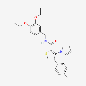 molecular formula C27H28N2O3S B2695835 N-[(3,4-diethoxyphenyl)methyl]-4-(4-methylphenyl)-3-(1H-pyrrol-1-yl)thiophene-2-carboxamide CAS No. 1291871-47-0