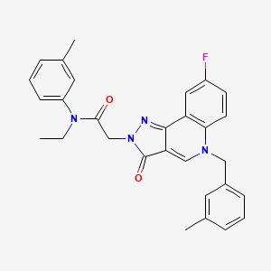 molecular formula C29H27FN4O2 B2695870 N-ethyl-2-{8-fluoro-5-[(3-methylphenyl)methyl]-3-oxo-2H,3H,5H-pyrazolo[4,3-c]quinolin-2-yl}-N-(3-methylphenyl)acetamide CAS No. 931737-41-6