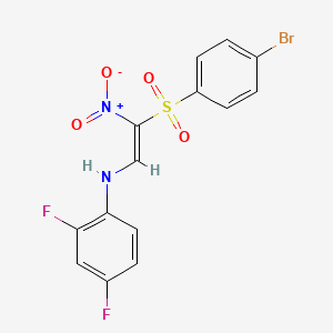 molecular formula C14H9BrF2N2O4S B2695922 N-[(E)-2-(4-bromophenyl)sulfonyl-2-nitroethenyl]-2,4-difluoroaniline CAS No. 1024728-98-0