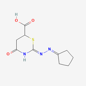 2-(2-cyclopentylidenehydrazinyl)-4-oxo-5,6-dihydro-4H-1,3-thiazine-6-carboxylic acid