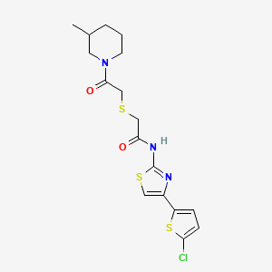 N-(4-(5-chlorothiophen-2-yl)thiazol-2-yl)-2-((2-(3-methylpiperidin-1-yl)-2-oxoethyl)thio)acetamide