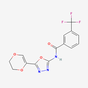 N-(5-(5,6-dihydro-1,4-dioxin-2-yl)-1,3,4-oxadiazol-2-yl)-3-(trifluoromethyl)benzamide