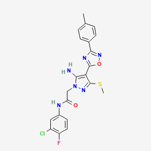 2-[5-amino-4-[3-(4-methylphenyl)-1,2,4-oxadiazol-5-yl]-3-(methylthio)-1H-pyrazol-1-yl]-N-(3-chloro-4-fluorophenyl)acetamide
