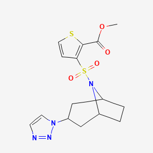 molecular formula C15H18N4O4S2 B2696000 methyl 3-{[3-(1H-1,2,3-triazol-1-yl)-8-azabicyclo[3.2.1]octan-8-yl]sulfonyl}thiophene-2-carboxylate CAS No. 2176270-78-1