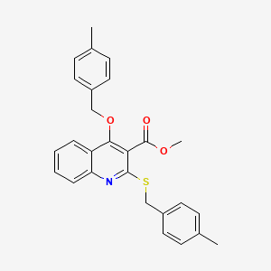 B2696005 Methyl 4-((4-methylbenzyl)oxy)-2-((4-methylbenzyl)thio)quinoline-3-carboxylate CAS No. 932351-74-1