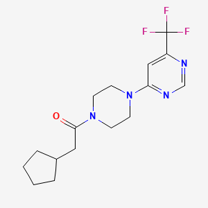 molecular formula C16H21F3N4O B2696006 2-Cyclopentyl-1-{4-[6-(trifluoromethyl)pyrimidin-4-yl]piperazin-1-yl}ethan-1-one CAS No. 2097929-17-2