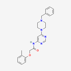 molecular formula C24H27N5O2 B2696010 N-[6-(4-benzylpiperazin-1-yl)pyrimidin-4-yl]-2-(2-methylphenoxy)acetamide CAS No. 1396686-67-1