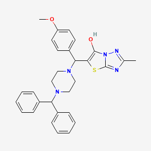 molecular formula C30H31N5O2S B2696023 5-((4-Benzhydrylpiperazin-1-yl)(4-methoxyphenyl)methyl)-2-methylthiazolo[3,2-b][1,2,4]triazol-6-ol CAS No. 851810-30-5