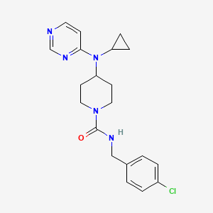 molecular formula C20H24ClN5O B2696033 N-[(4-Chlorophenyl)methyl]-4-[cyclopropyl(pyrimidin-4-yl)amino]piperidine-1-carboxamide CAS No. 2415585-75-8
