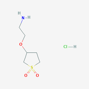 molecular formula C6H14ClNO3S B2696037 3-(2-Aminoethoxy)tetrahydrothiophene 1,1-dioxide hydrochloride CAS No. 2241141-59-1
