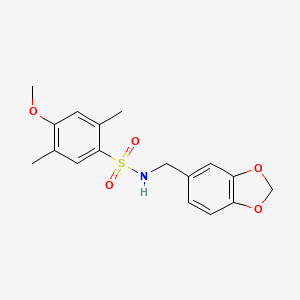 molecular formula C17H19NO5S B2696057 N-[(2H-1,3-benzodioxol-5-yl)methyl]-4-methoxy-2,5-dimethylbenzene-1-sulfonamide CAS No. 433975-22-5