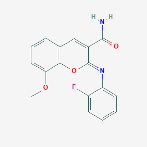 (2Z)-2-[(2-fluorophenyl)imino]-8-methoxy-2H-chromene-3-carboxamide