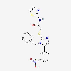 2-((1-benzyl-5-(3-nitrophenyl)-1H-imidazol-2-yl)thio)-N-(thiazol-2-yl)acetamide